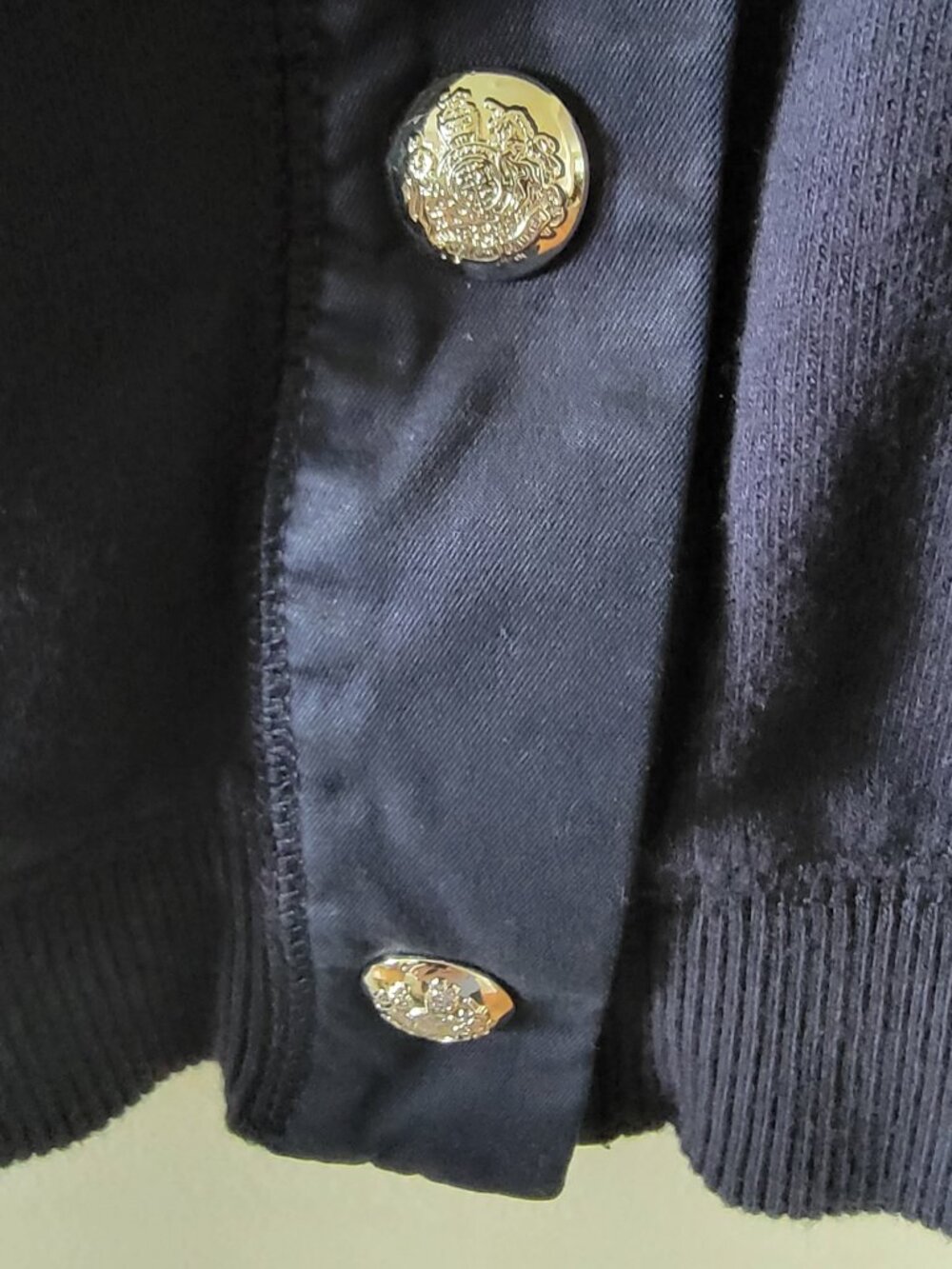 Lauren Ralph Lauren Jacket Silver Crest Snap Front Navy Size Petite Med - Picture 5 of 11